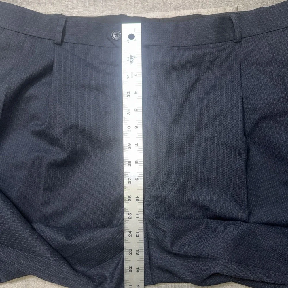 Brooks Brothers 346 Men's Suit 2-piece Wool Sz 46L Pants 38x31 Black Pinstripe
